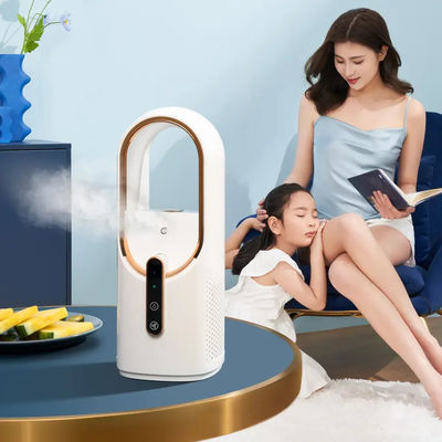 سعر جيد بيع بالجملة مروحة الضباب الكهربائية بدون أوراق 2200mAh بطارية كبيرة تصميم جيد المروحة الضباب الباردة المتنقلة السلامة الضباب المروحة الرطبة الانترنت