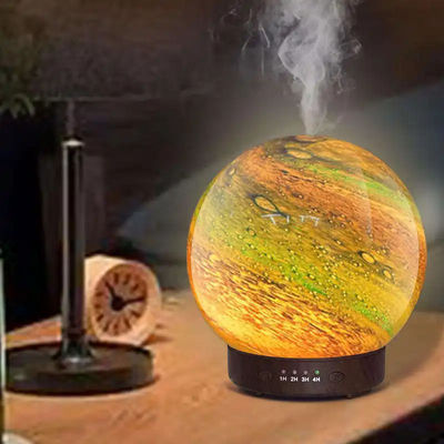 سعر جيد 3D Planet Beautiful Design سبعة ألوان مضاعف رائحة خفيف كرة زجاجية تزيين مضاعف زيت أساسي لمكتب المنزل الانترنت