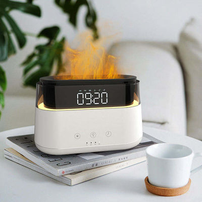 سعر جيد LED Clock Flame Humidifier Flame مرطب متعدد الوظائف للمنزل ومكتب سبا اليوغا الزيت الأساسي Diffuser الرائحة الانترنت